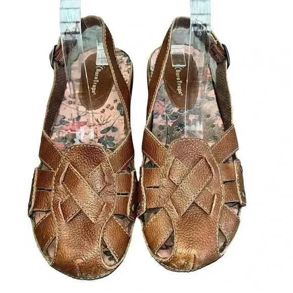 Bare Traps Women’s ‎ Brown Leather Genuine Slingback Buckle Sandals Size 9.5 - Picture 1 of 6